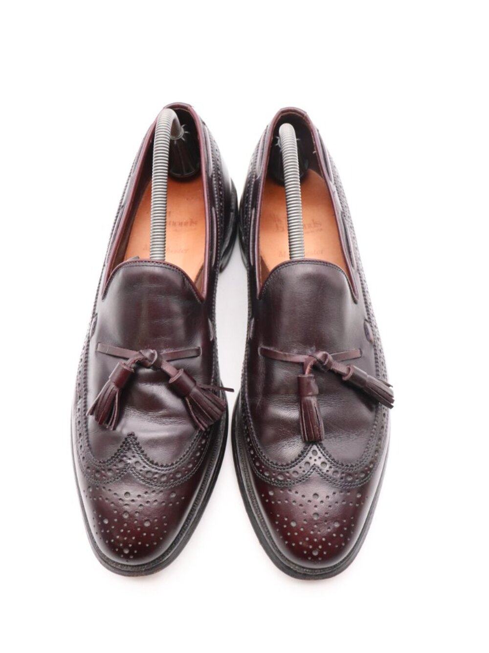 Allen Edmonds Manchester Men 10.5 B Burgundy Leather Wingtip Tassel Loafers USA